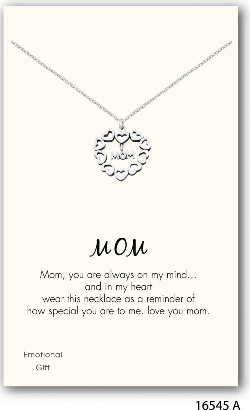 Love you mom silver pendant